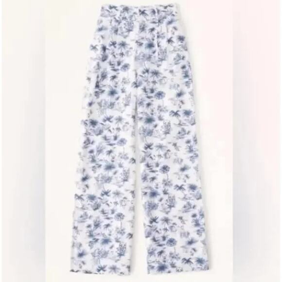 ABERCROMBIE & FITCH Tropical Palm Tailored Wide Leg Linen Pant Size S {3N1} - Picture 2 of 6